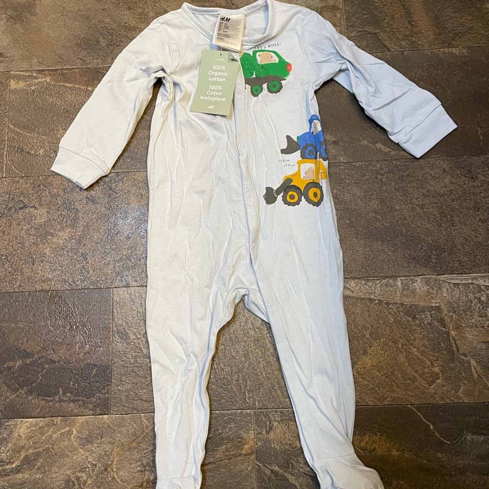 H&M Blue Footies One Piece with Built-in Feet